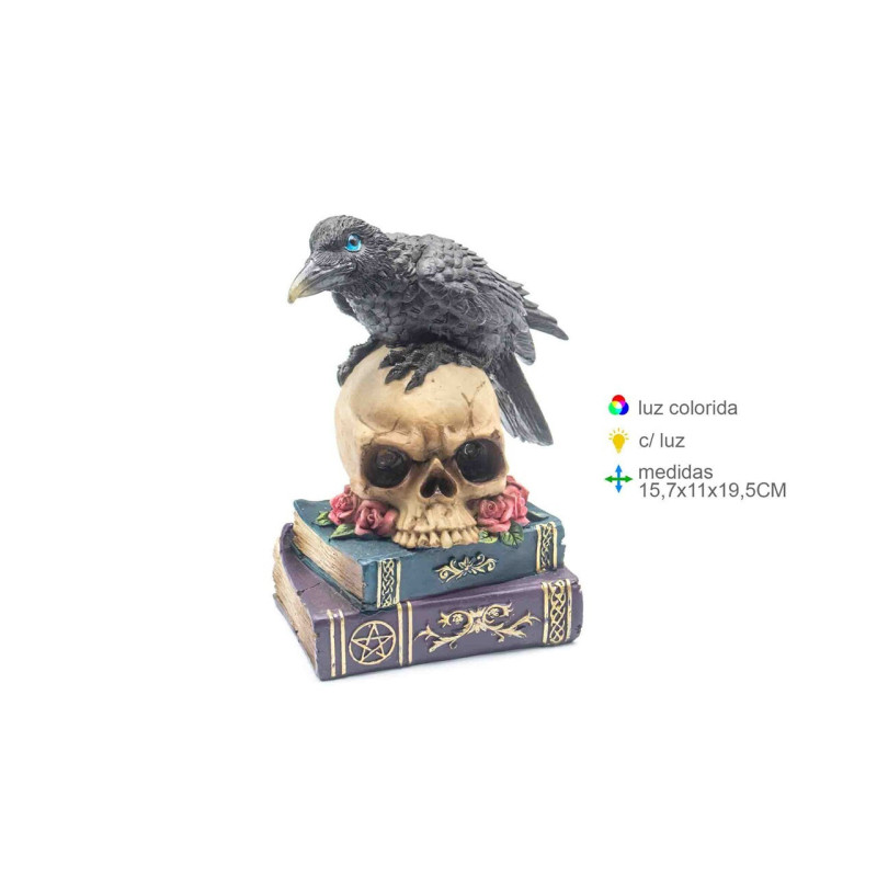 Caveira com Corvo Resina