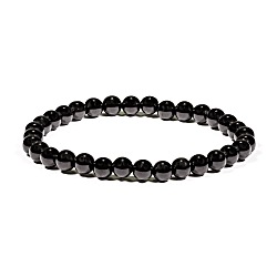 Pulsera de bolas de 6 mm de turmalina negra