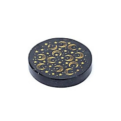 Disco de turmalina con lunas y estrellas, 5 cm.