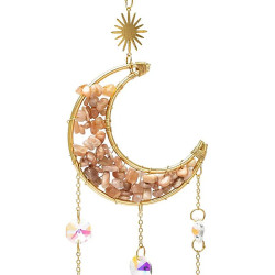 Decoración de luna con piedra lunar rosa