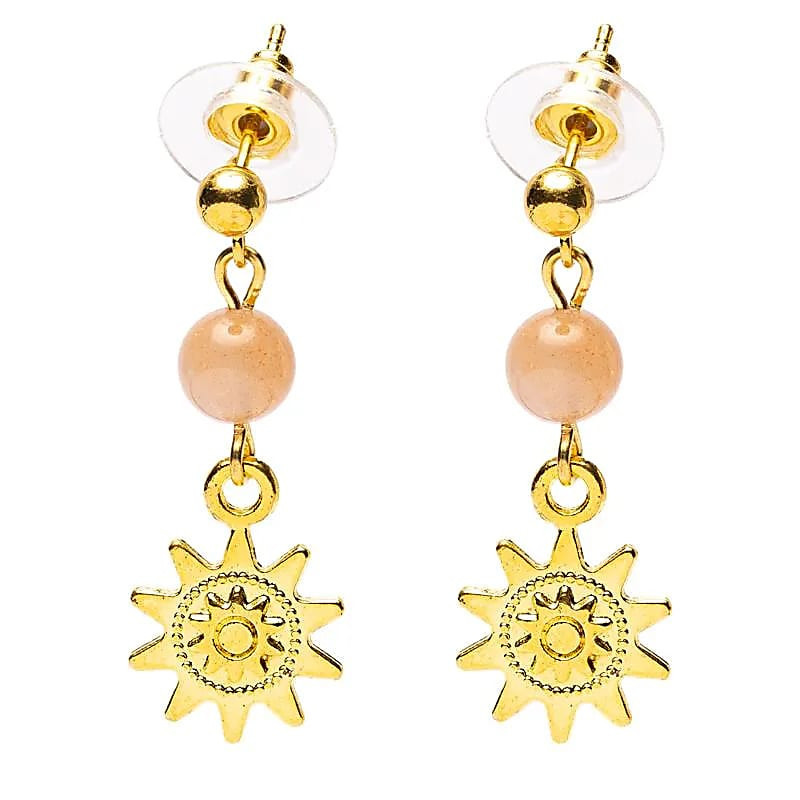 Sunstone earrings with golden sun