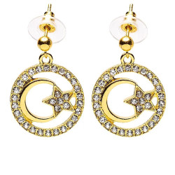 Earrings with a golden moon and star.