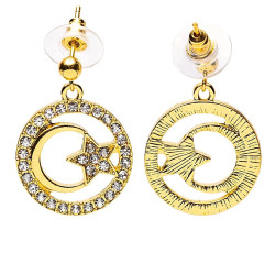 Earrings with a golden moon and star.