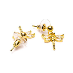 Earrings with golden dragonflies