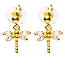 Earrings with golden dragonflies