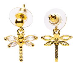 Earrings with golden dragonflies