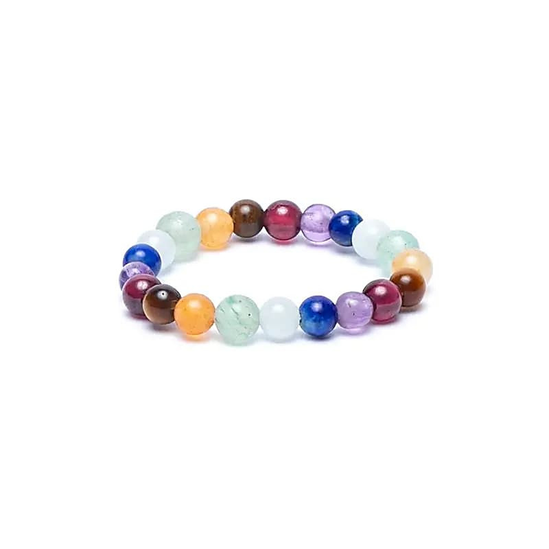 Elastic ring with 7 chakra stones