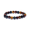 Triple tiger eye elastic bracelet (red, orange, blue)