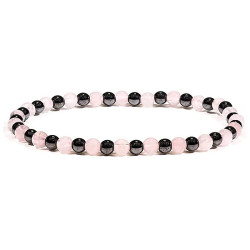 Pulsera de cuarzo rosa y hematita