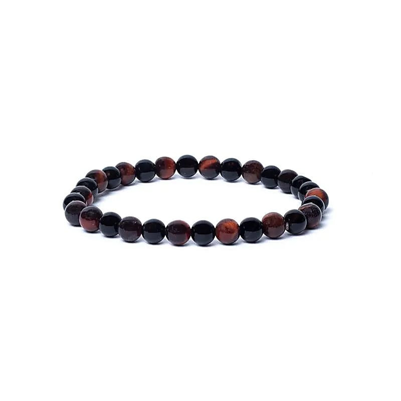 6mm ball bracelet, black onyx and red tiger's eye