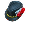 Chapeu preto com flores e baralho 8,7 e 6 (CH03)