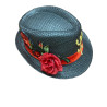 Chapeu preto com tridente e flores (CH07)