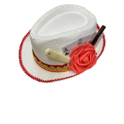 Sombrero Blanco con cuchillos y baraja de cartas (CH08)